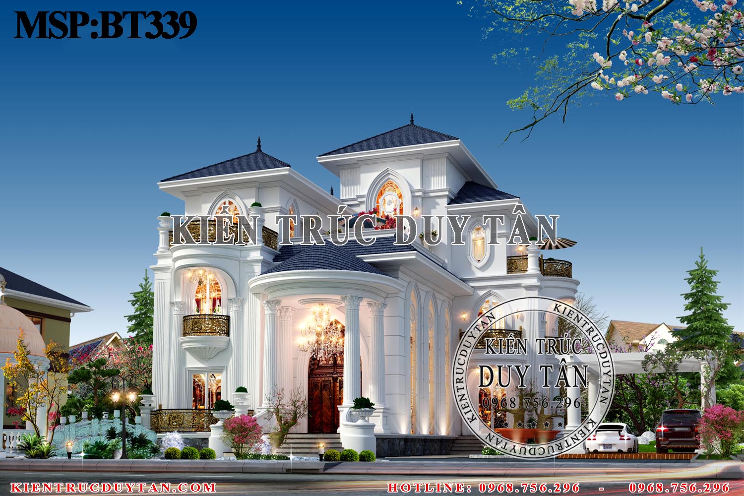 Thiết kế biệt thự Tân cổ điển 3 tầng đẹp - Anh Phương - BT339