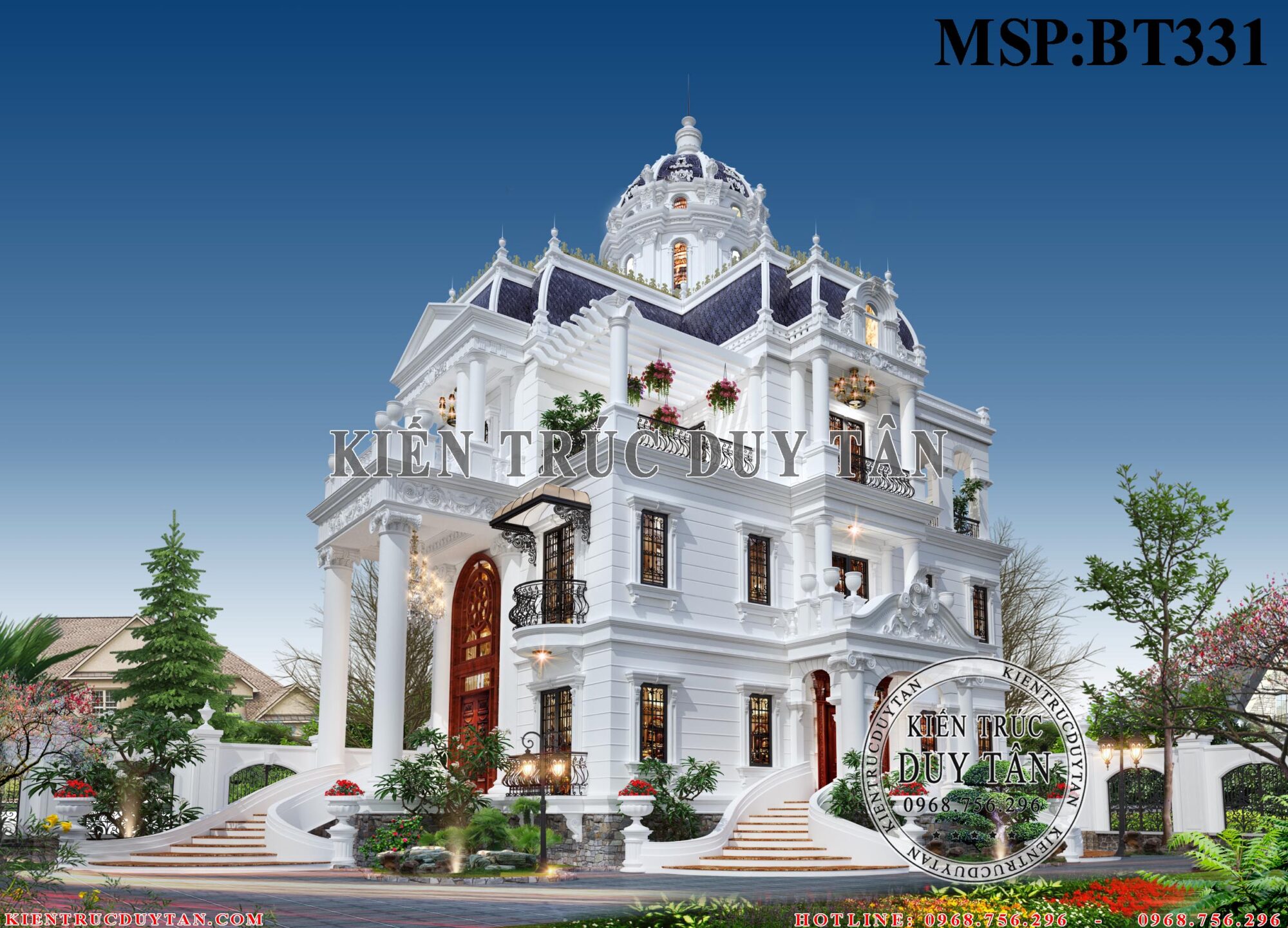 Mẫu thiết kế biệt thự tân cổ điển 4 tầng đẹp đẳng cấp ở Nam Định